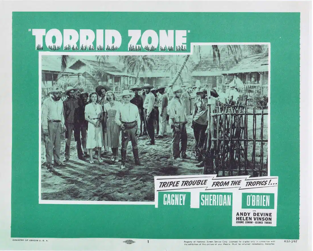 TORRID ZONE Original 1957r Lobby Card 1 James Cagney Ann Sheridan Gambling