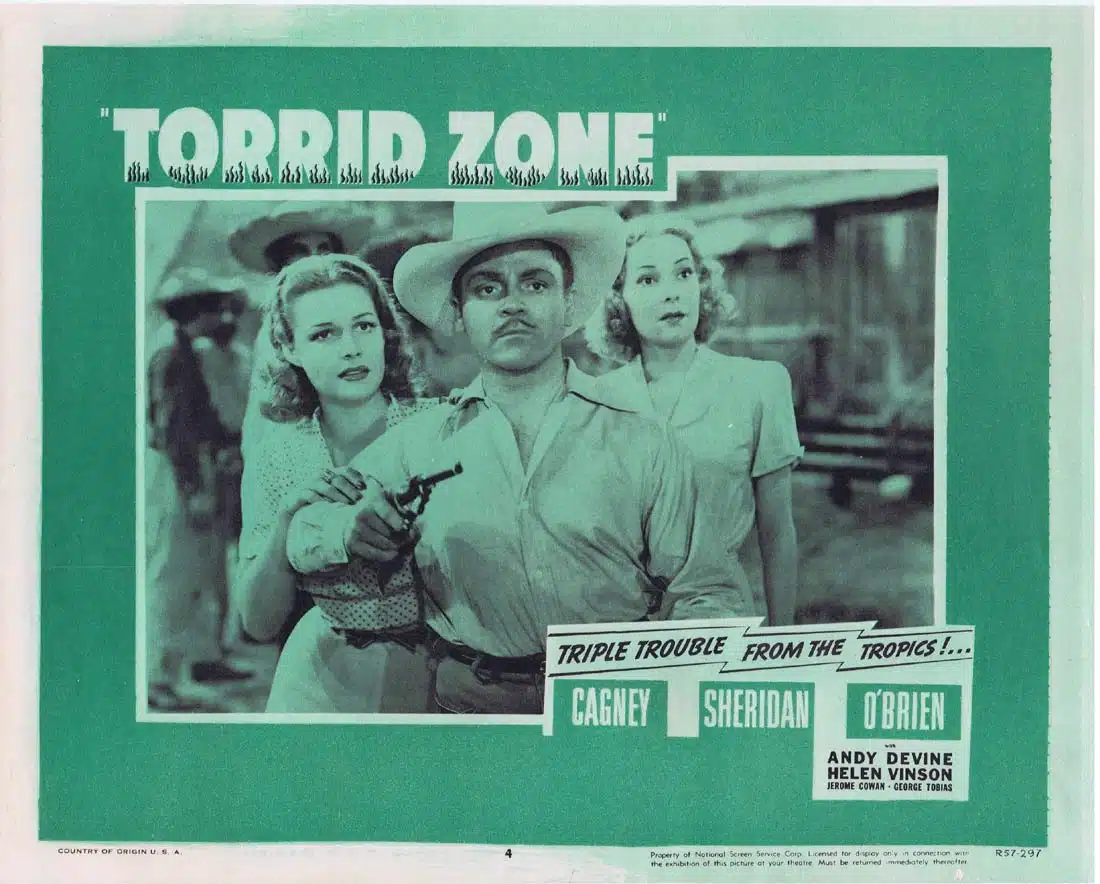 TORRID ZONE Original 1957r Lobby Card 4 James Cagney Ann Sheridan Gambling