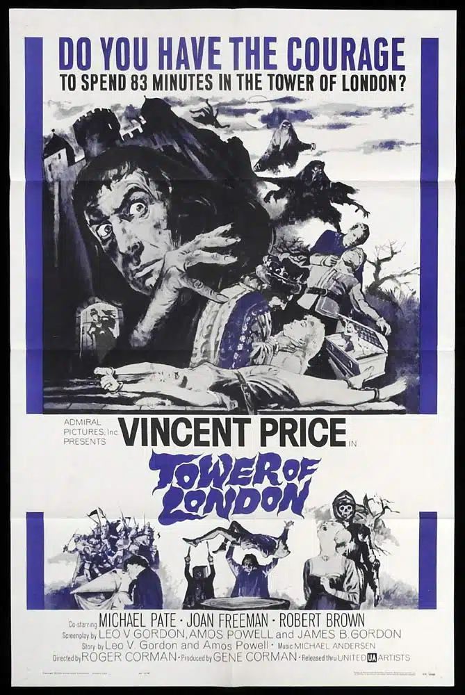 TOWER OF LONDON Original US One sheet Movie poster Vincent Price Roger Corman