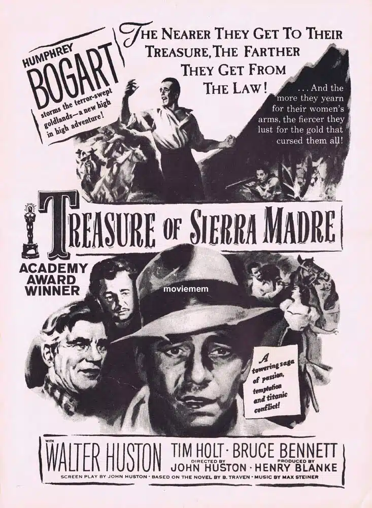 THE TREASURE OF SIERRA MADRE Original 1970sr Daybill Movie poster Humphrey Bogart Walter Huston
