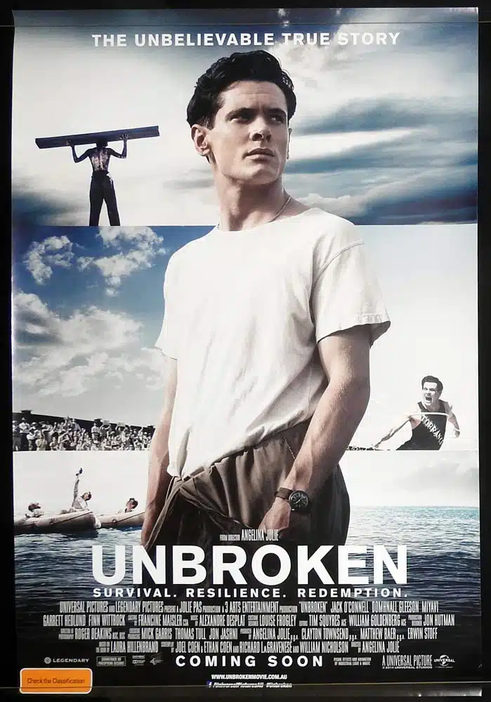 UNBROKEN Original ADV One Sheet Movie poster Jack O’Connell Domhnall Gleeson