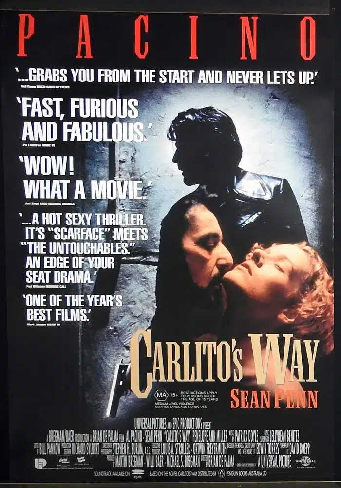 CARLITO’S WAY Original Australian One Sheet Movie poster Al Pacino Sean Penn