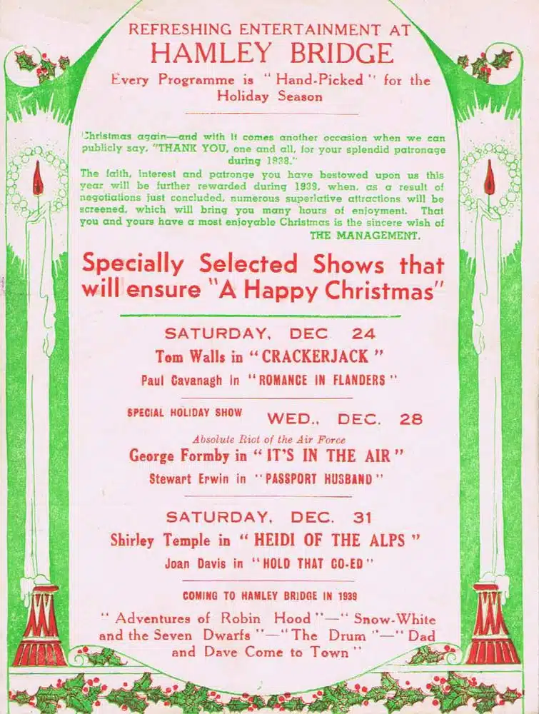 CHRISTMAS 1939 Movie Herald Calender Dad and Dave Hamley Bridge