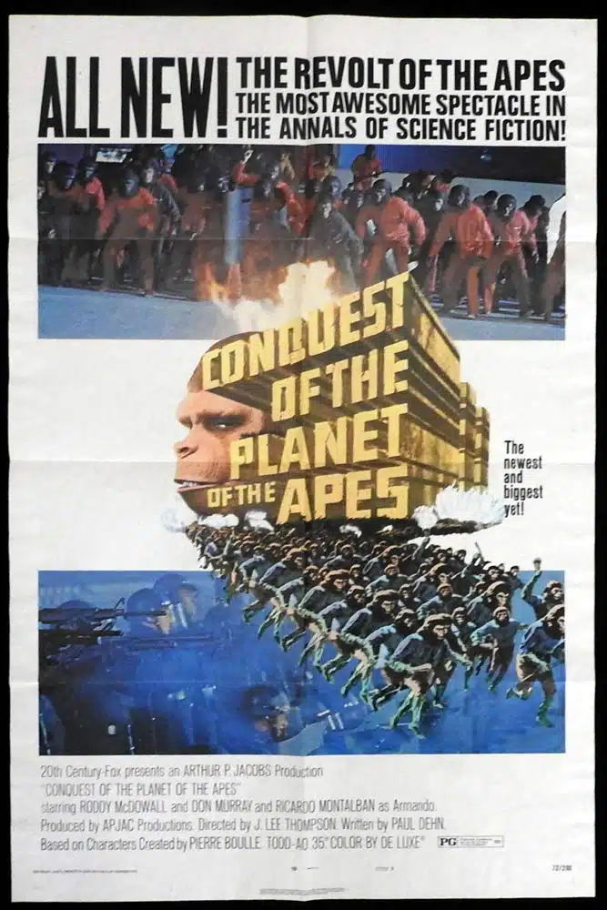 CONQUEST OF THE PLANET OF THE APES Original One Sheet Movie poster Roddy McDowall