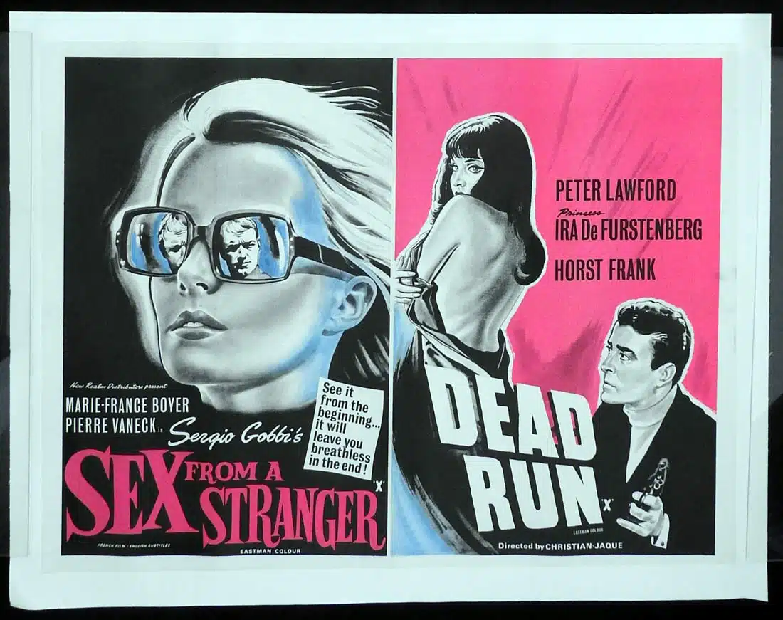 DEAD RUN plus SIN FROM A STRANGER Original Double Bill LINEN BACKED British Quad Movie Poster