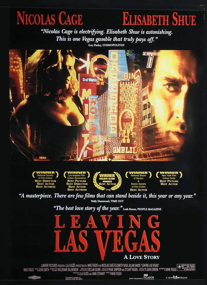 LEAVING LAS VEGAS Original One Sheet Movie poster Nicolas Cage Elisabeth Shue