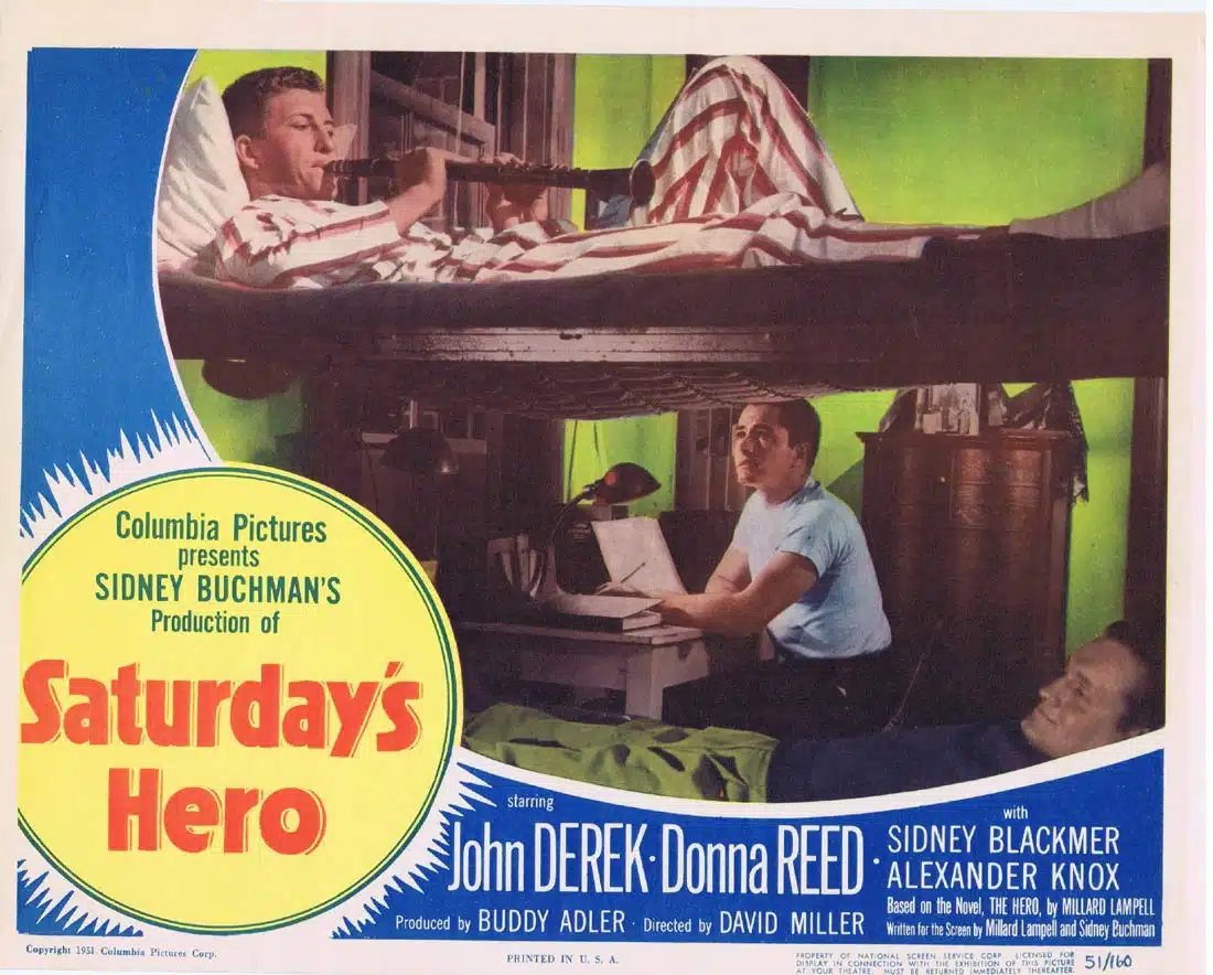SATURDAY’S HERO Original Lobby Card John Derek Donna Reed Sidney Blackmer