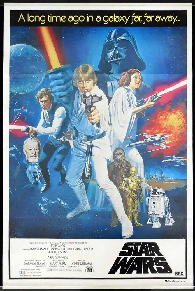 STAR WARS Original Australian One Sheet Movie poster Tom Chantrell Art