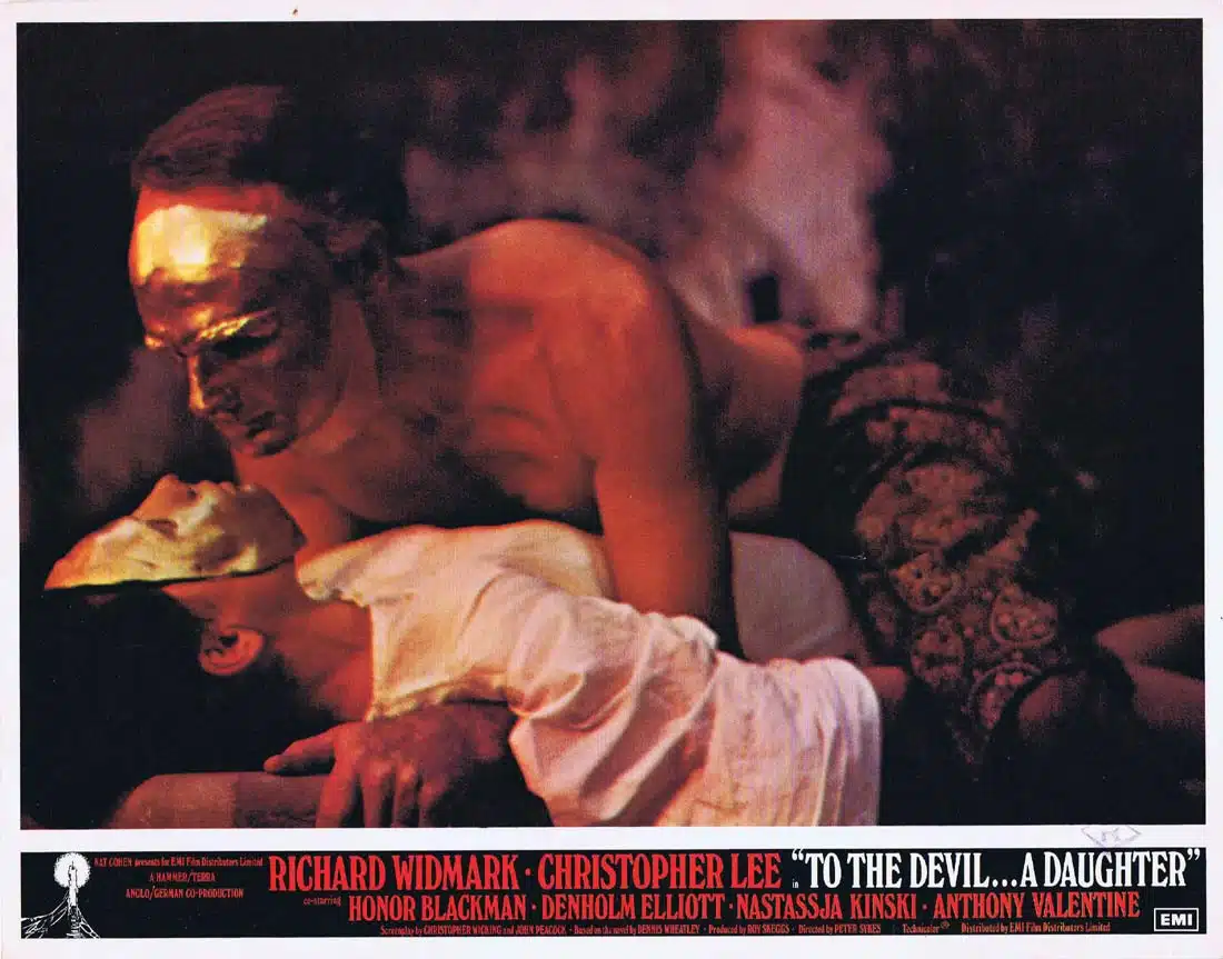 TO THE DEVIL A DAUGHTER Original Lobby Card 2 Richard Widmark Christopher Lee Horror