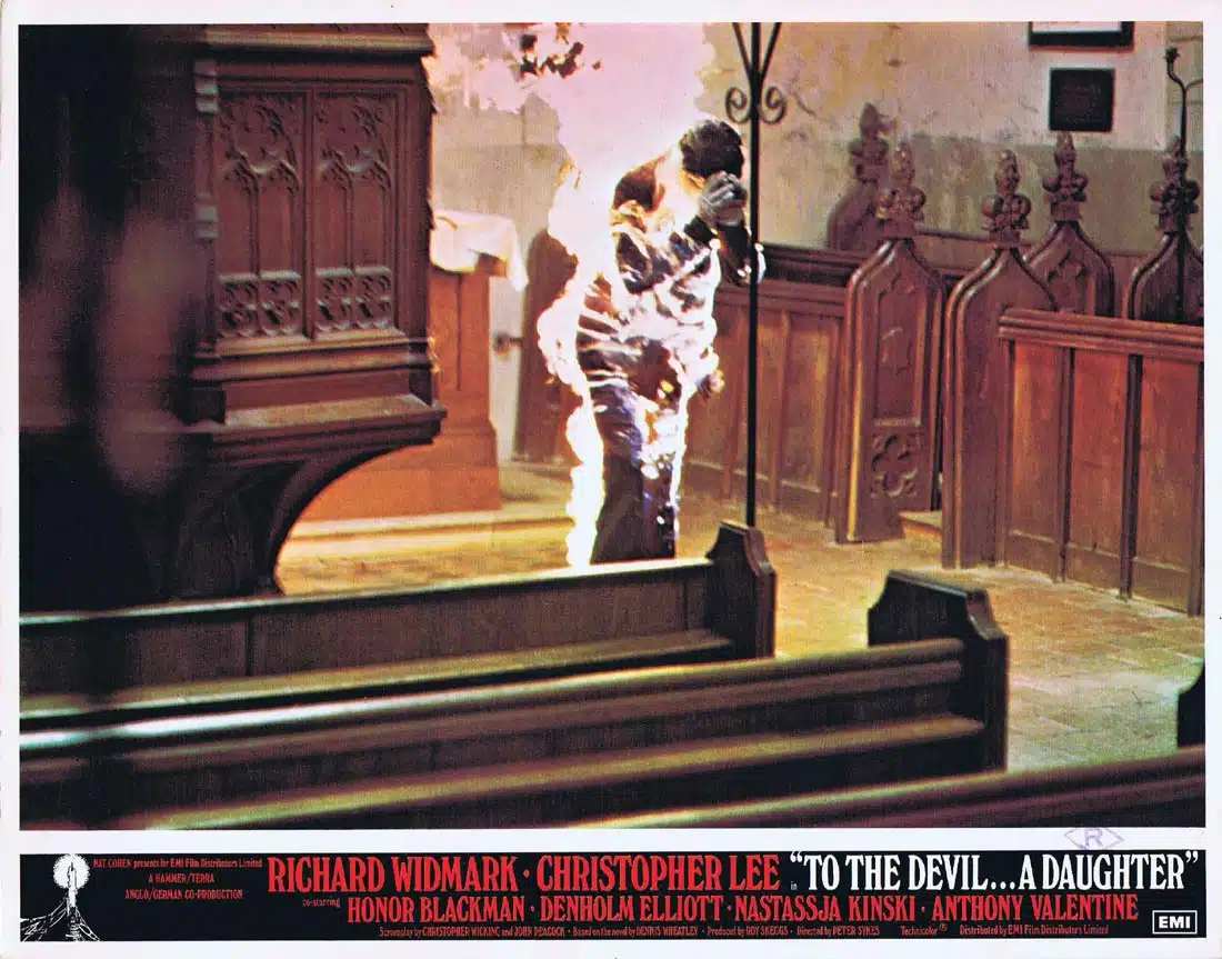 TO THE DEVIL A DAUGHTER Original Lobby Card 5 Richard Widmark Christopher Lee Horror