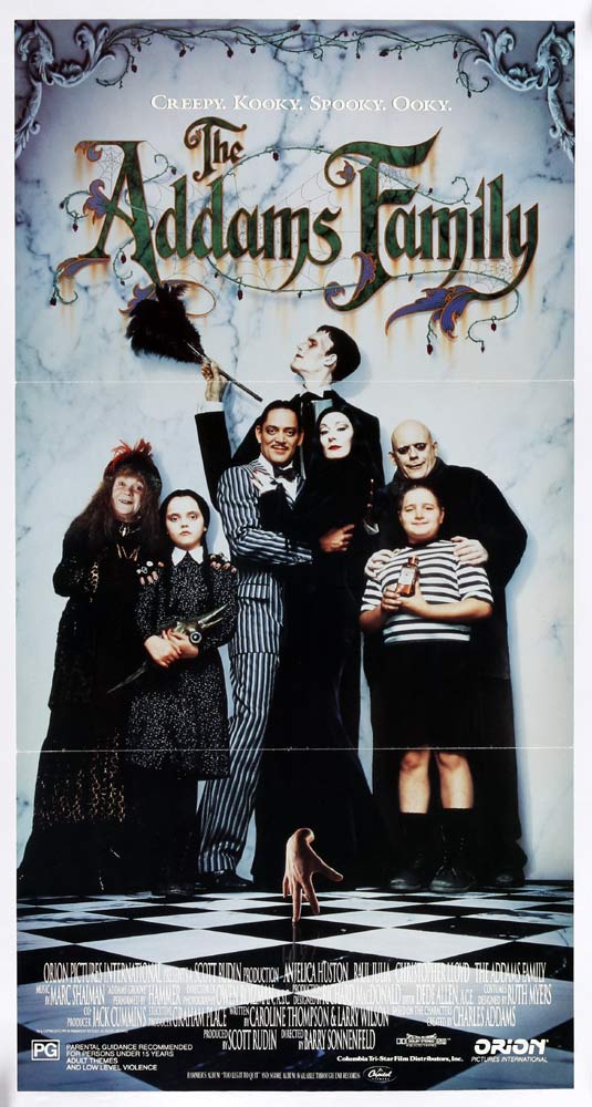 THE ADDAMS FAMILY Original LINEN BACKED Daybill Movie poster