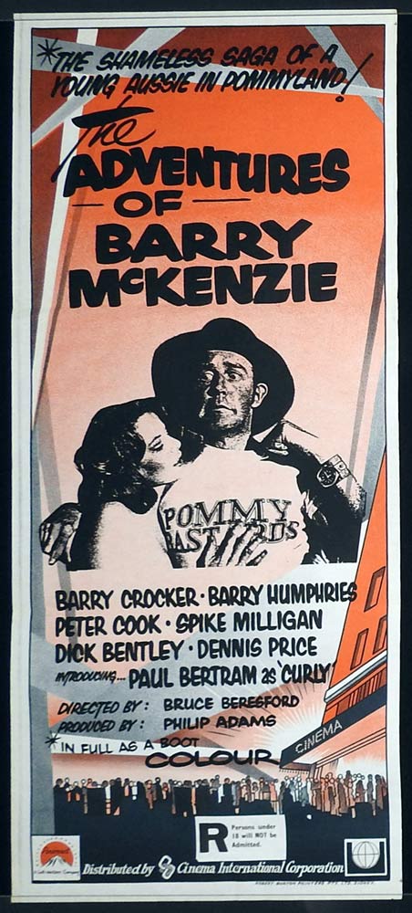 THE ADVENTURES OF BARRY McKENZIE Original 1970s Stock Daybill Movie poster