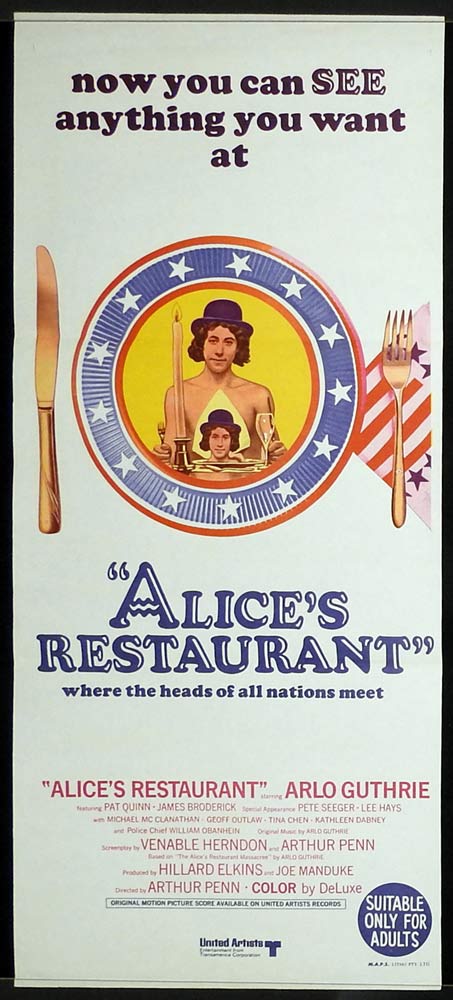 ALICE’S RESTAURANT Original Daybill Movie poster Arlo Guthrie