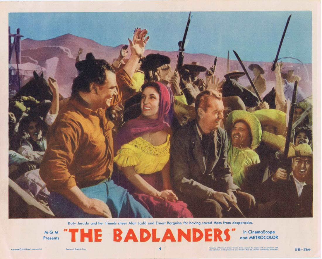 THE BADLANDERS Original Lobby Card 4 Alan Ladd Ernest Borgnine