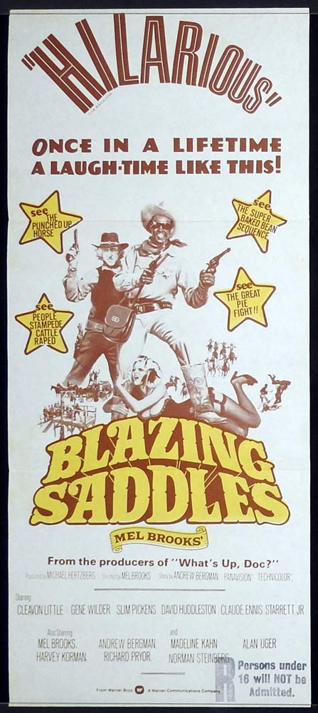BLAZING SADDLES Original Daybill Movie Poster Mel Brooks Cleavon Little