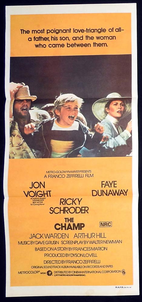 THE CHAMP Original Daybill Movie poster Jon Voight Faye Dunaway Ricky Schroder