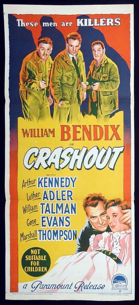 CRASHOUT Original Daybill Movie Poster William Bendix Film Noir