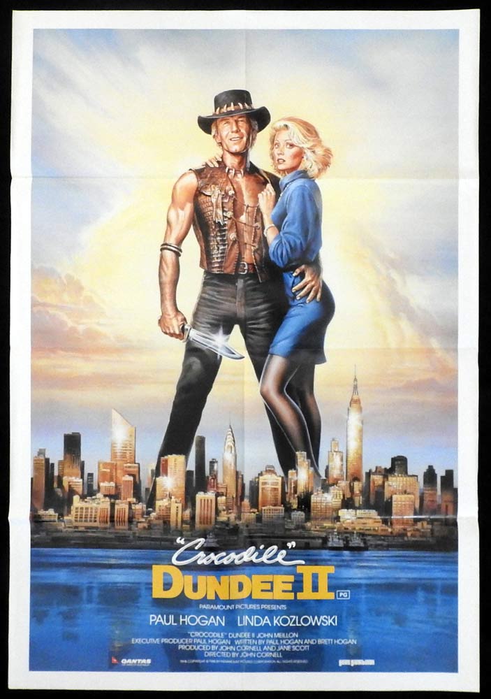CROCODILE DUNDEE II Original Australian One sheet Movie Poster Paul Hogan