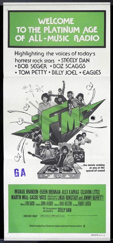 FM Original Daybill Movie poster Linda Ronstadt Jimmy Buffett Steely Dan