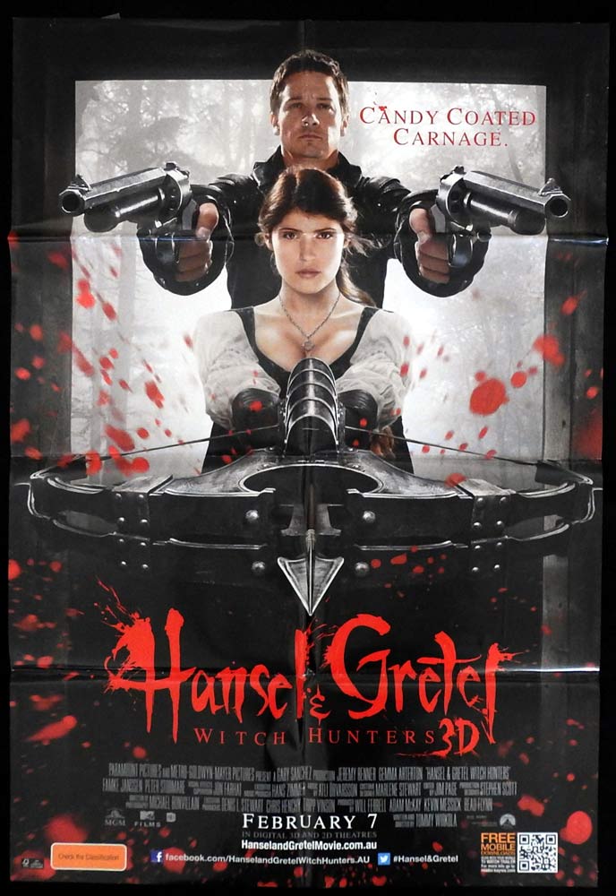 HANSEL AND GRETEL WITCHHUNTERS 3D Original One sheet Movie Poster Jeremy Renner