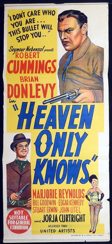 HEAVEN ONLY KNOWS Original Daybill Movie Poster Robert Cummings Brian Donlevy