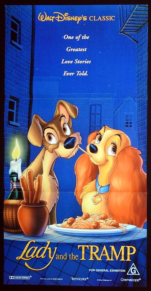 LADY AND THE TRAMP Original 1990s Daybill Movie Poster Disney