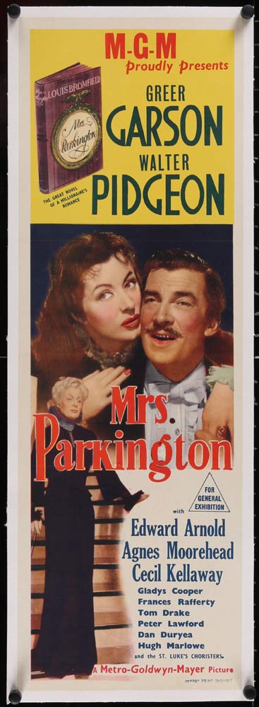 MRS PARKINGTON Original LINEN BACKED Daybill Movie poster Greer Garson