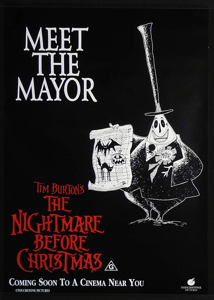 THE NIGHTMARE BEFORE CHRISTMAS Movie Poster Rare Australian ADV One sheet Movie Poster Mayor