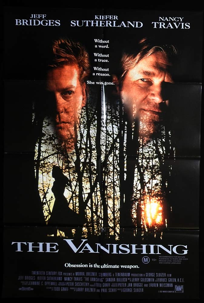 THE VANISHING Original Aust One sheet Movie Poster Jeff Bridges Kiefer Sutherland