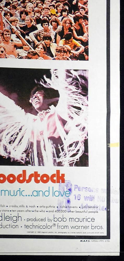 WOODSTOCK Original Daybill Movie poster Joan Baez Joe Cocker Jimi Hendrix