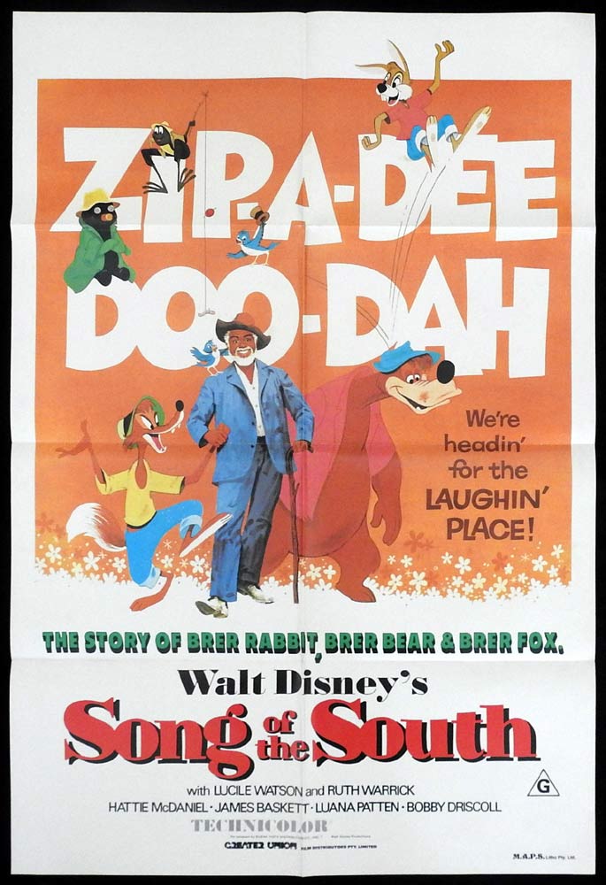 SONG OF THE SOUTH Original 1972r One sheet Movie Poster Disney