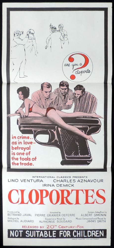 CLOPORTES Original Daybill Movie poster Lino Ventura Charles Aznavour