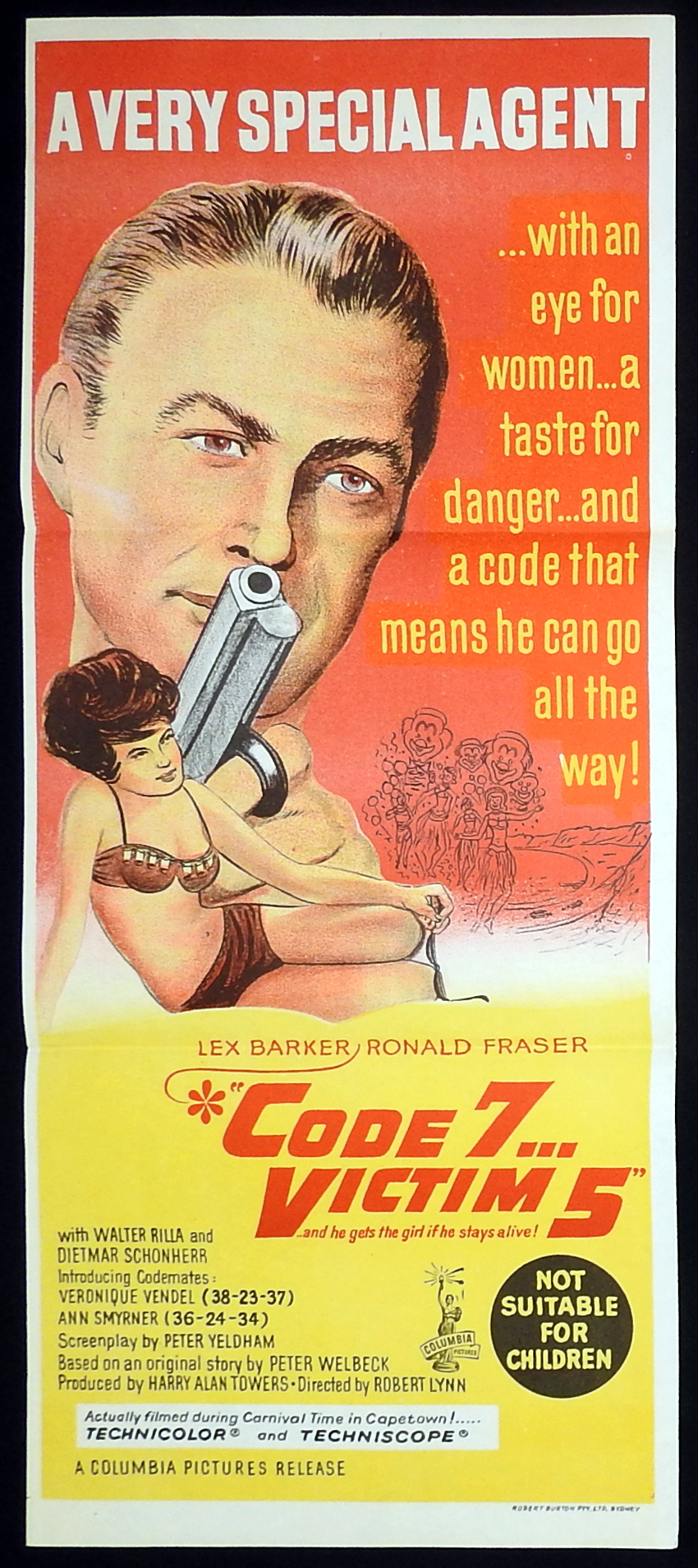 CODE 7 VICTIM 5 Original Daybill Movie poster Lex Barker Ronald Fraser