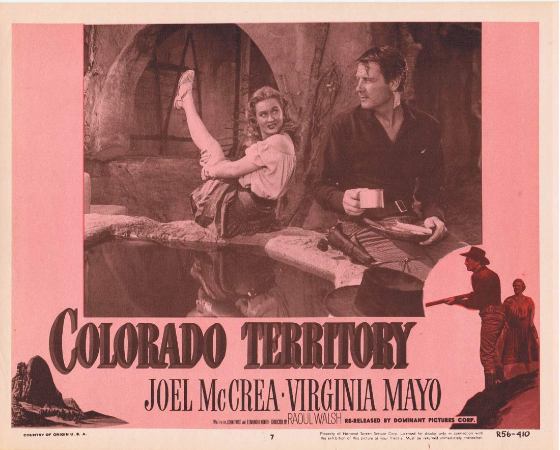 COLORADO TERRITORY Original 1956r Lobby Card 7 Joel McCrea Virginia Mayo