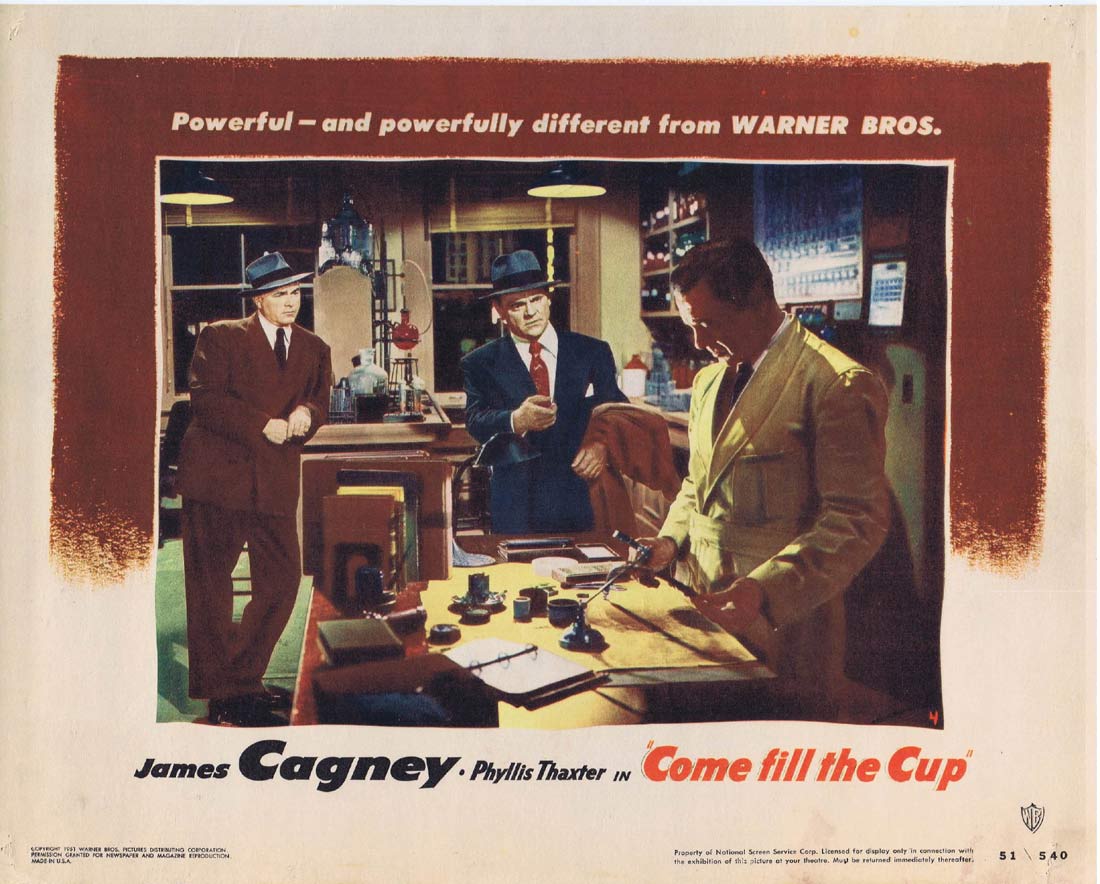 COME FILL THE CUP Original Lobby Card 4 James Cagney Phyllis Thaxter