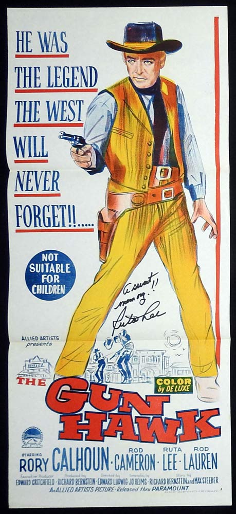The GUN HAWK Original Daybill Movie poster RUTA LEE Autograph