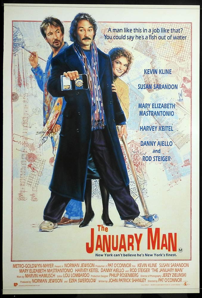 THE JANUARY MAN Original One Sheet Movie Poster Kevin Kline Susan Sarandon