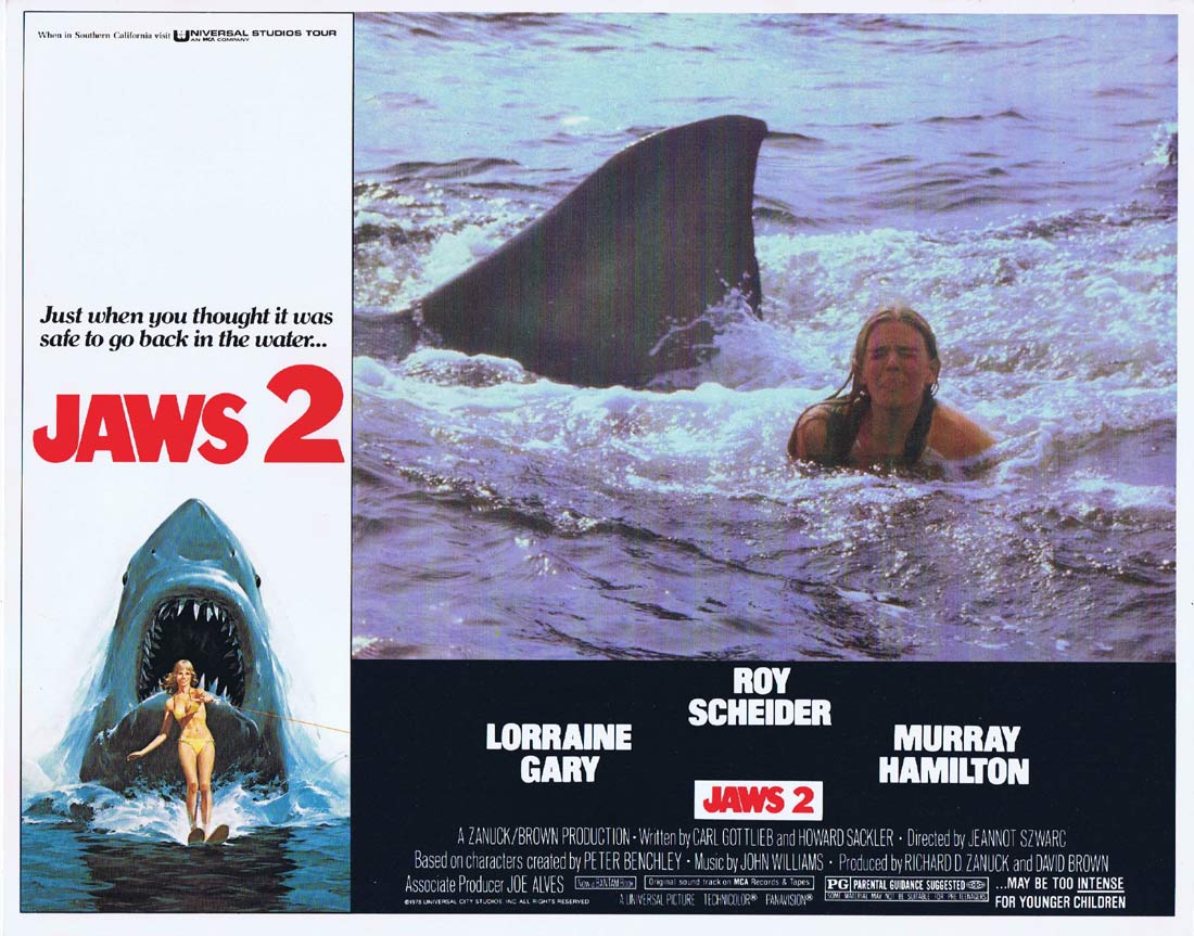 JAWS 2 Original Lobby Card 1 Roy Scheider Lorraine Gary Shark