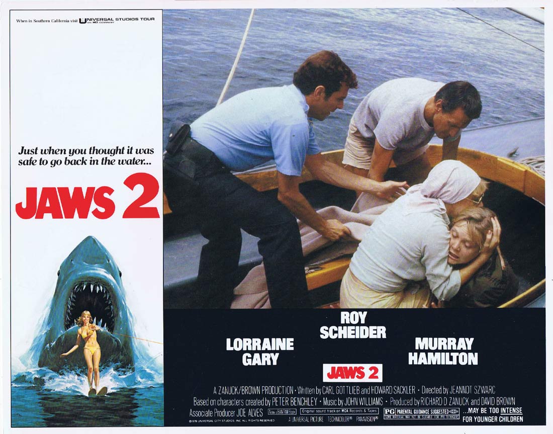 JAWS 2 Original Lobby Card 2 Roy Scheider Lorraine Gary Shark