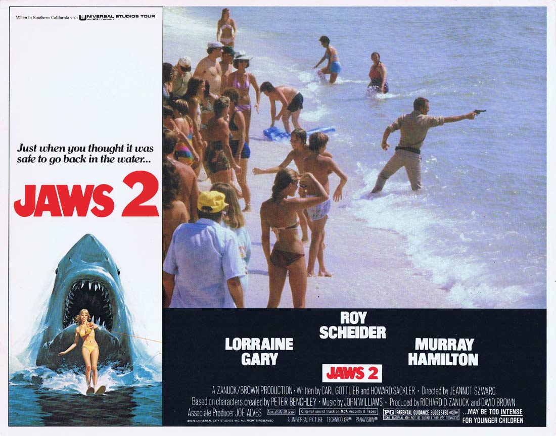 JAWS 2 Original Lobby Card 3 Roy Scheider Lorraine Gary Shark