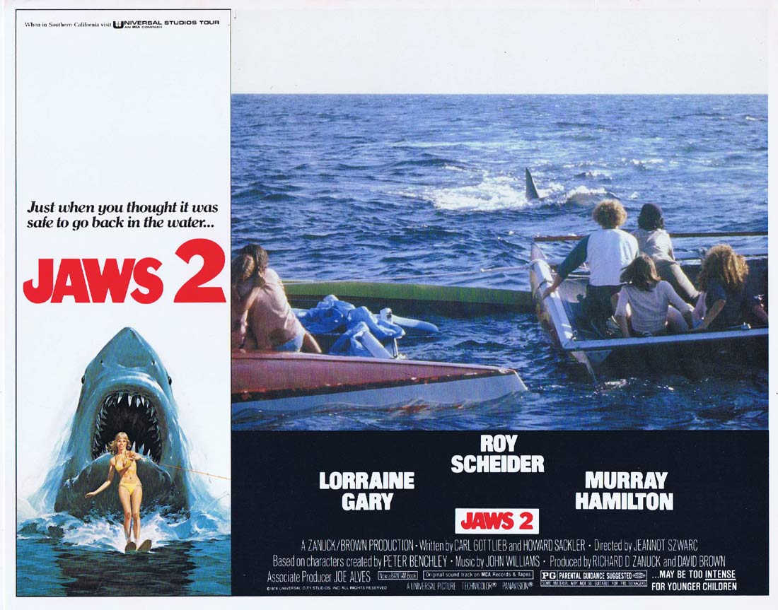 JAWS 2 Original Lobby Card 4 Roy Scheider Lorraine Gary Shark