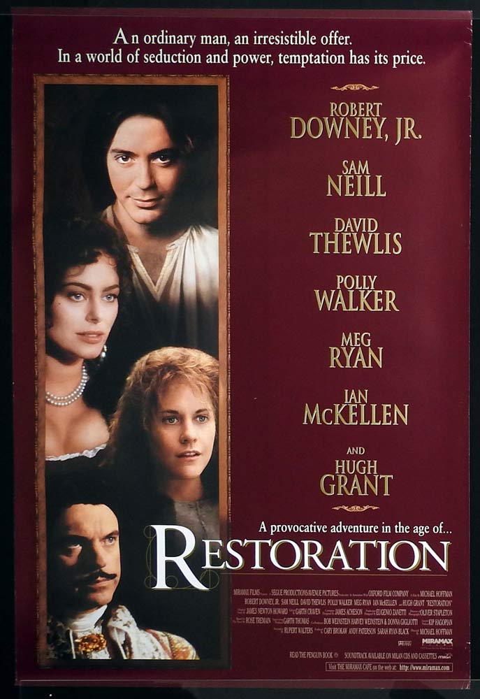 RESTORATION Original ROLLED One Sheet Movie Poster Robert Downey Jr Sam Neill