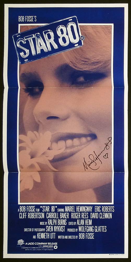 STAR 80 Original Daybill Movie poster MARIEL HEMINGWAY Autograph