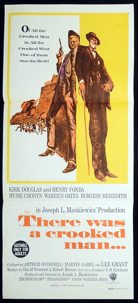THERE WAS A CROOKED MAN Original Daybill Movie Poster Kirk Douglas Henry Fonda