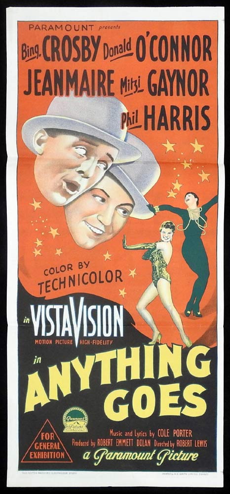 ANYTHING GOES Original Daybill Movie Poster Bing Crosby Donald O’Connor