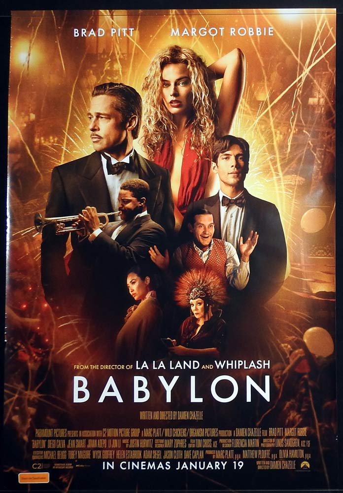 BABYLON Original DS AU One Sheet Movie Poster Brad Pitt Margot Robbie A