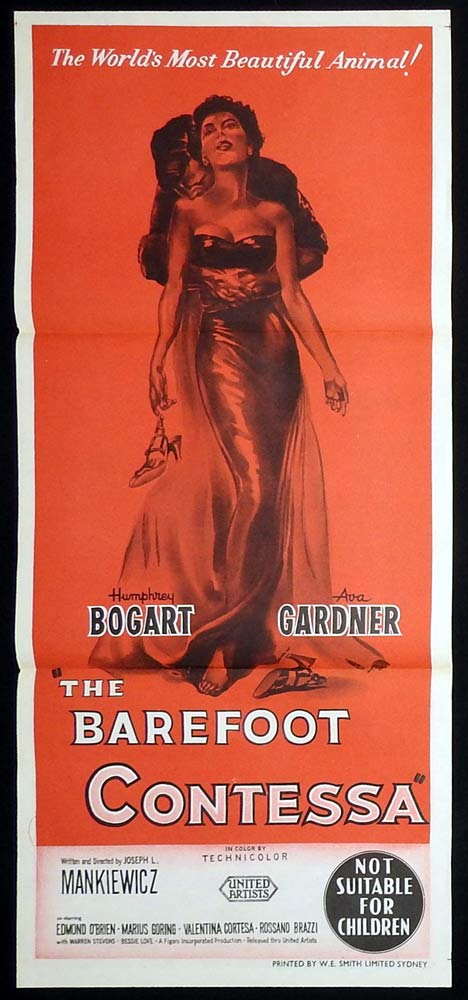 THE BAREFOOT CONTESSA Daybill Movie Poster Humphrey Bogart 1954