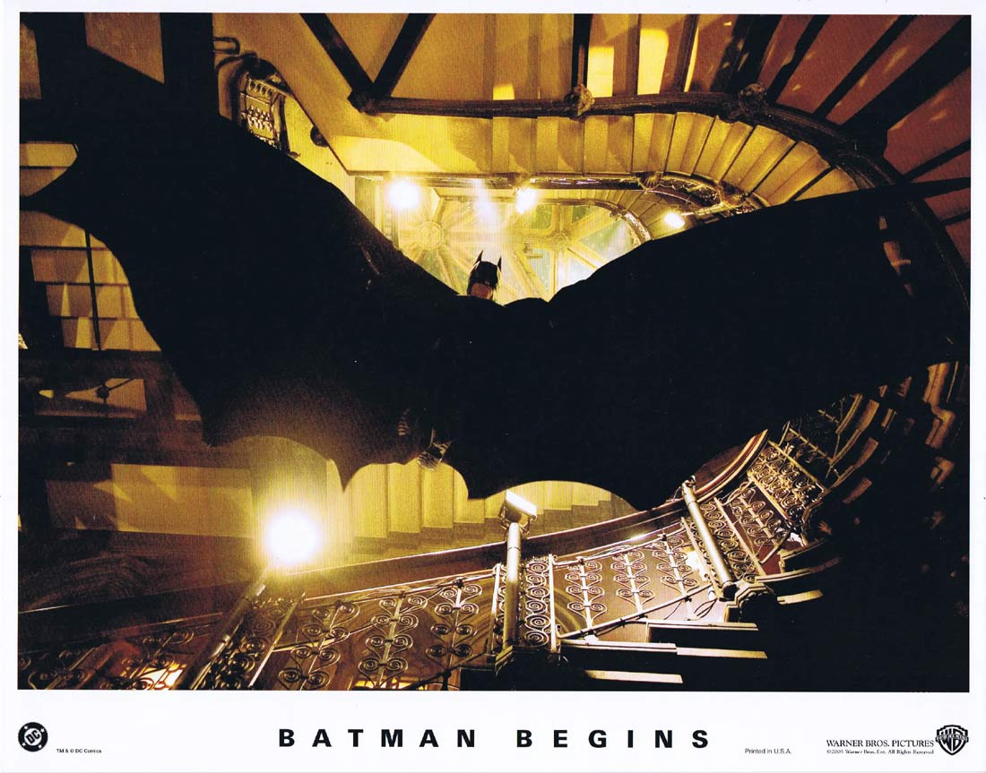 BATMAN BEGINS Original US Lobby Card 1 Christian Bale Michael Caine Liam Neeson