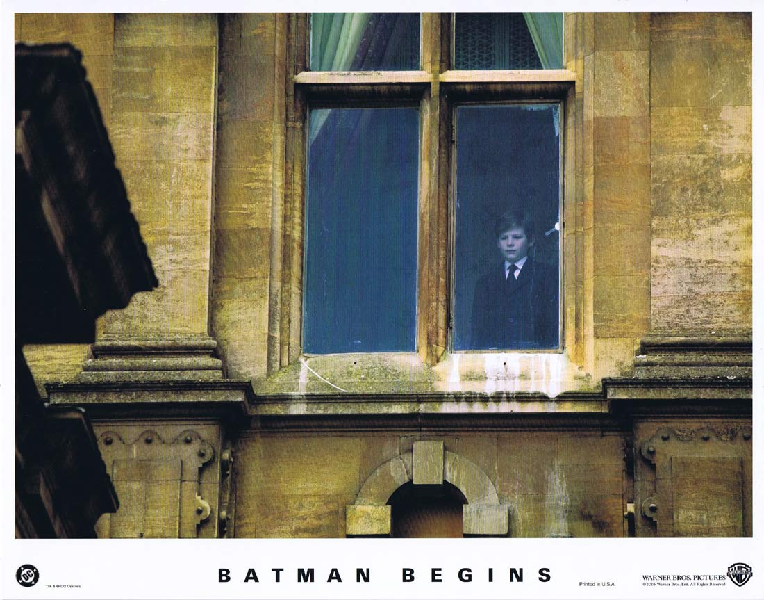 BATMAN BEGINS Original US Lobby Card 2 Christian Bale Michael Caine Liam Neeson