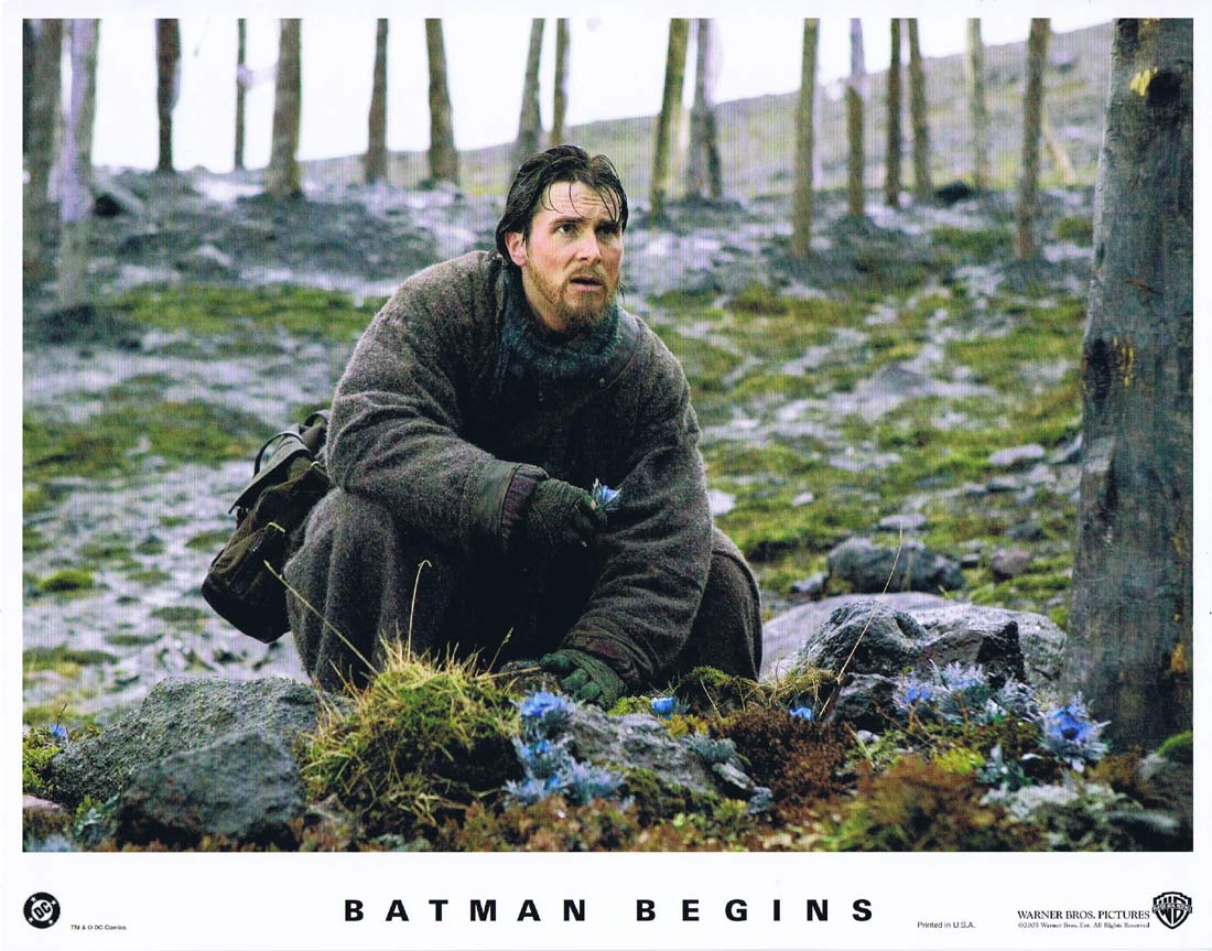 BATMAN BEGINS Original US Lobby Card 3 Christian Bale Michael Caine Liam Neeson